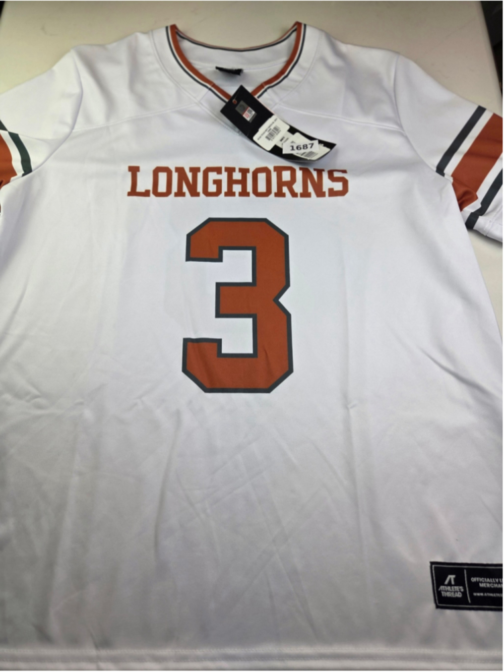 Men's Athlete's Thread Texas UT Longhorns Jersey XL White Orange #1687